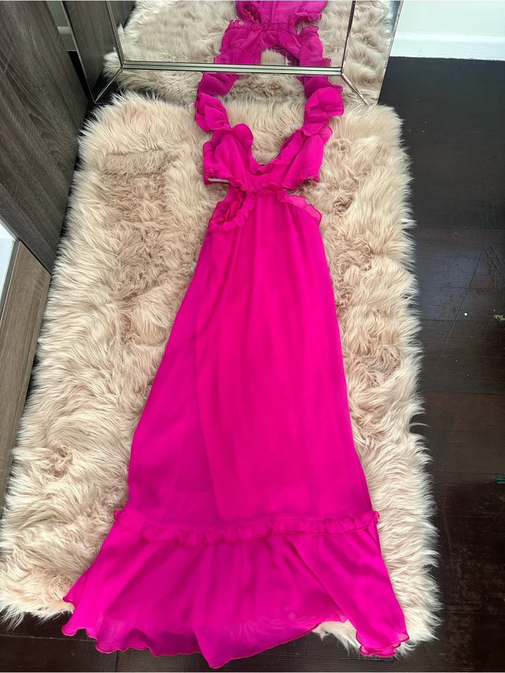 SHOW ME YOUR MUMU LANE MIDI DRESS IN PINK CHIFFON XS - Picture 5 of 6